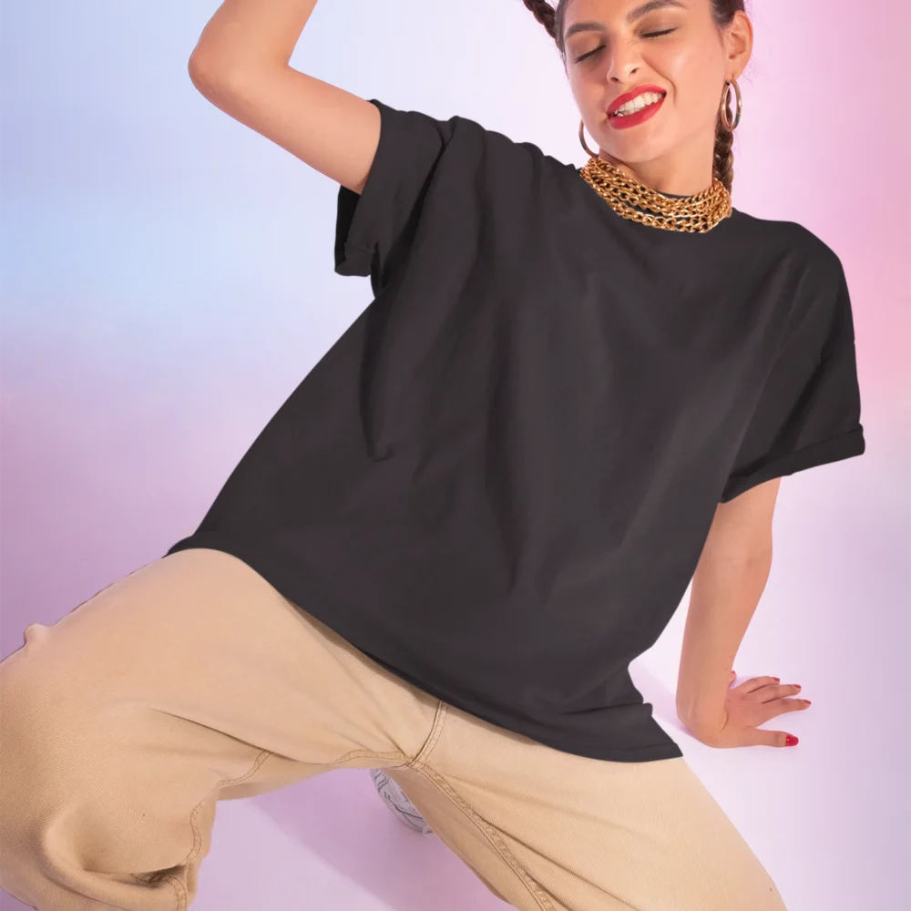 Black Regular Fit T-Shirt for Girls – Pure Cotton | Biowash Comfort