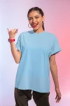 Sky Blue Regular Fit T-Shirt for Girls – Pure Cotton | Biowash Softness