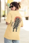 "Samurai Sunset" Oversized Drop Shoulder T-Shirt for Girls – 210 GSM | Bio-Wash Cotton